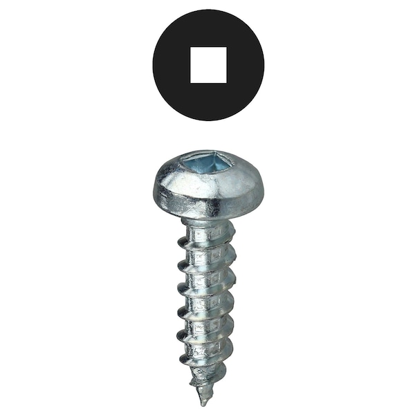 Sheet Metal Screw, #10 x 2-1/2 in, Zinc Plated Steel Pan Head Square Drive, 100 PK
